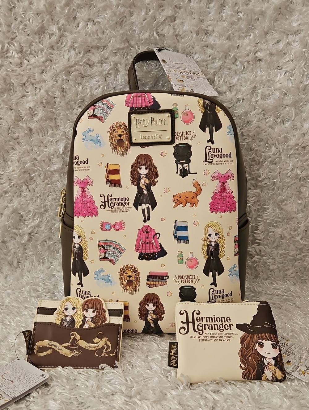 Loungefly Harry Potter Hermione And Luna Mini Backpack Cardholder Coin Purse
